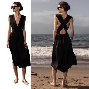 Heidi Merrick NWT  Black Sleeveless back criss Cross Dress Xs
